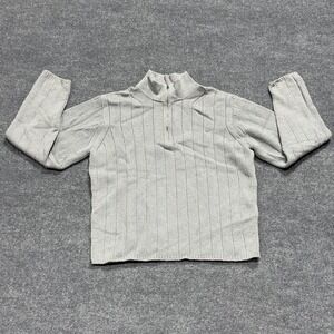 Vintage Polo Jeans Co Ralph Lauren Sweater Mens XL Gray 1/4 Zip Knit Flag 90 Y2K